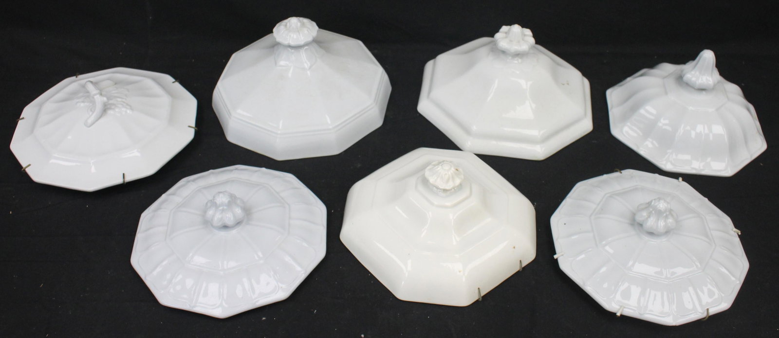 Lot of 7 ironstone lids (These were being used in the house as wall hangings): Lot of 7 ironstone lids (These were being used in the house as wall hangings)