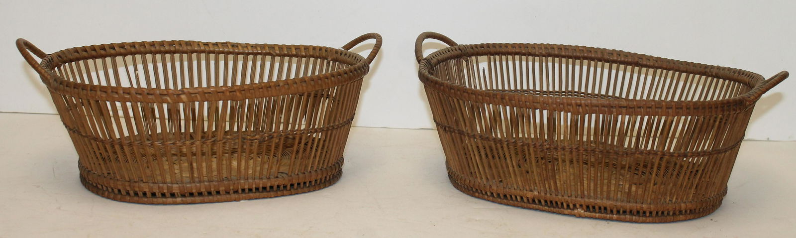 Lot of 2 open weave sewing baskets - possibly Shaker - 11 1/4"x9 1/2" (1 of 4)