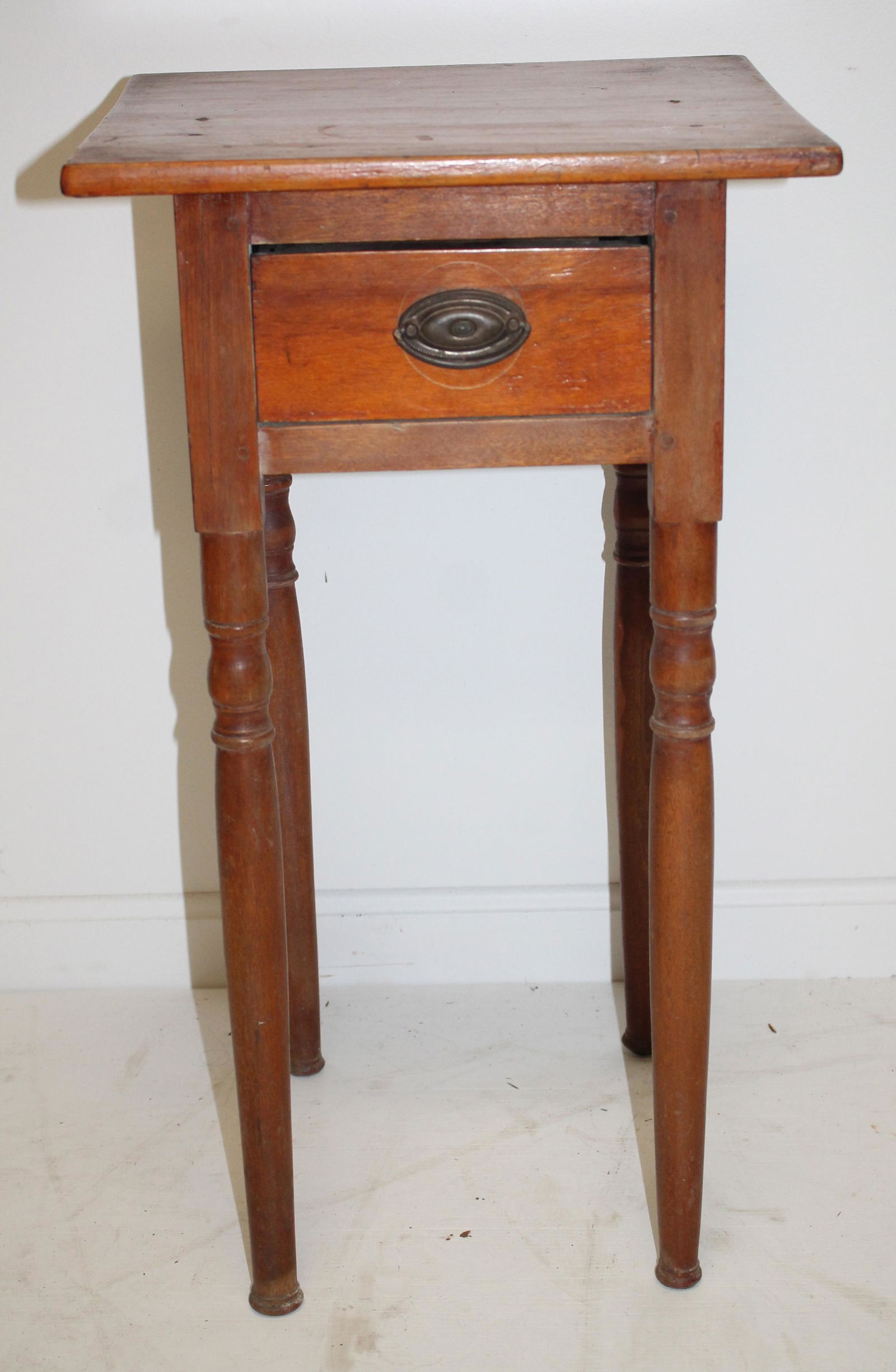 Diminutive country Sheraton 1 drawer stand - 28 1/2" tall x 15"x14 1/2" (1 of 5)
