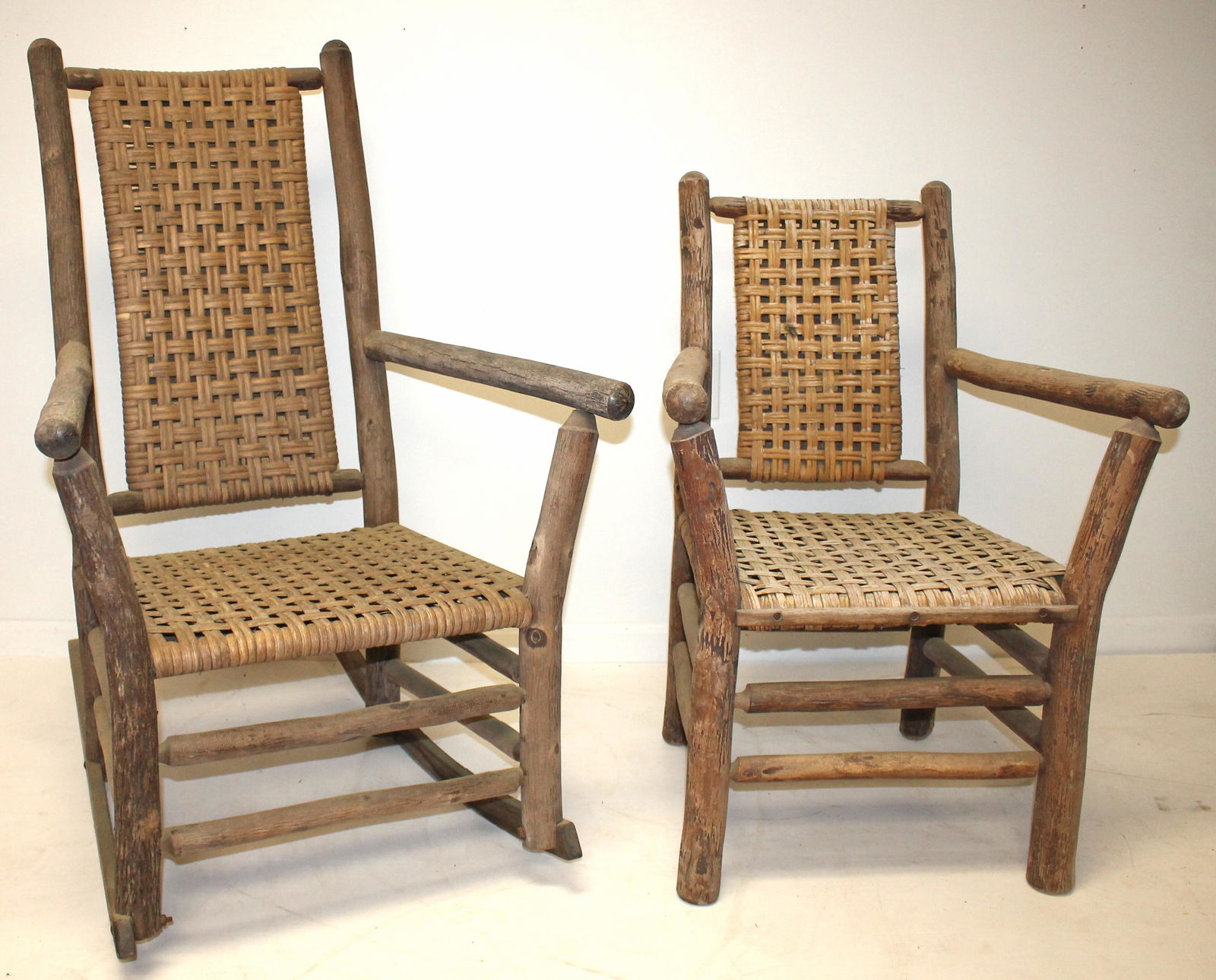 Lot of 2 Old Hickory style armchairs incl 1 rocker (1 of 11)