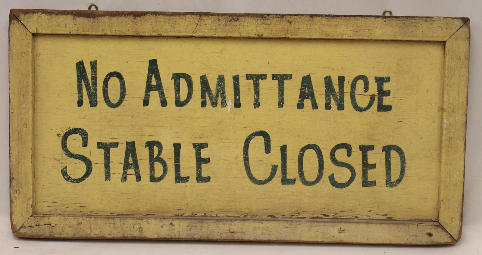 Antique wooden painted sign "No Admittance Stable Closed" - 13" tall x 26" wide (1 of 3)