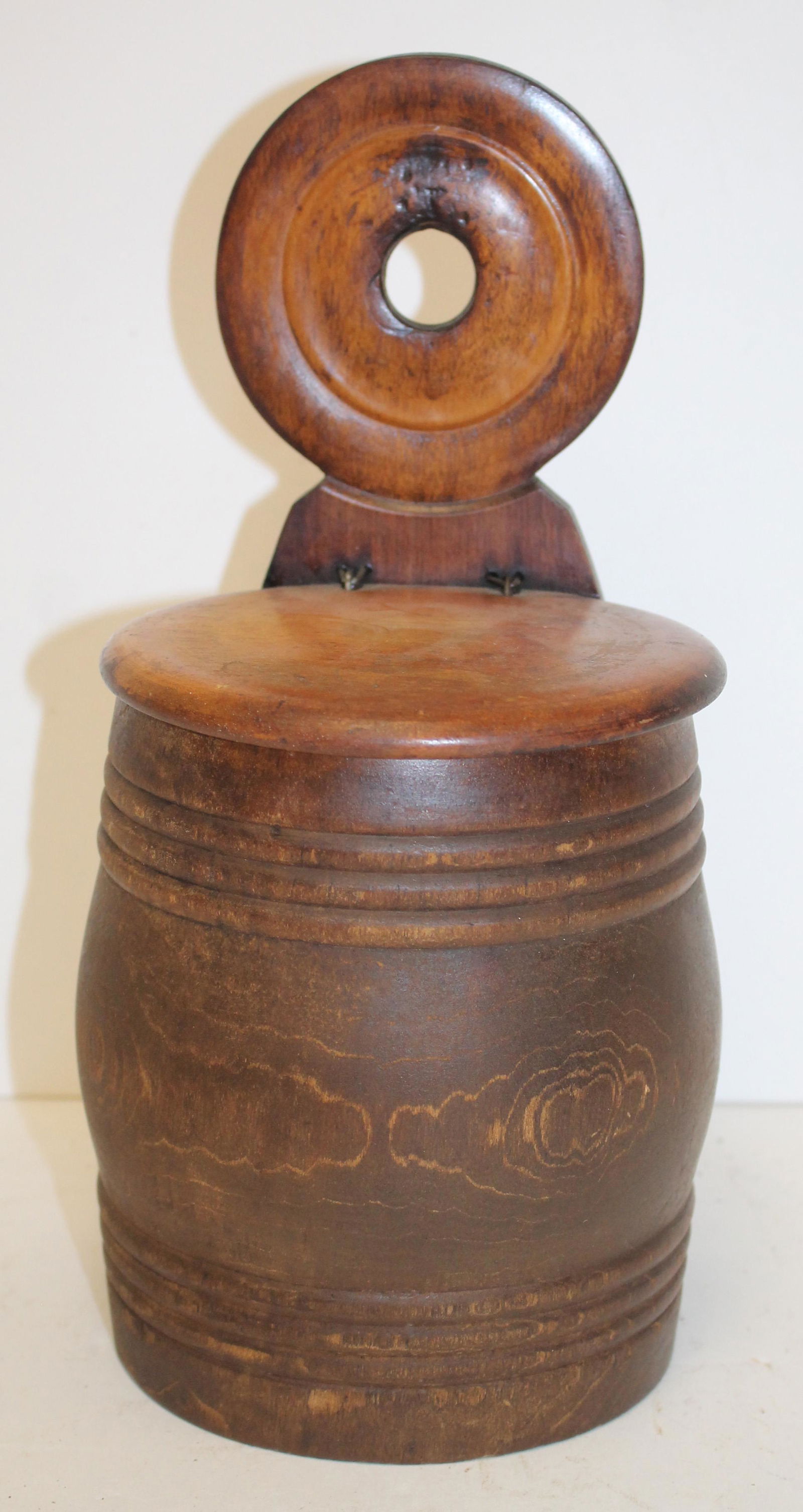 Antique wooden salt box - 10 3/4" tall (1 of 3)