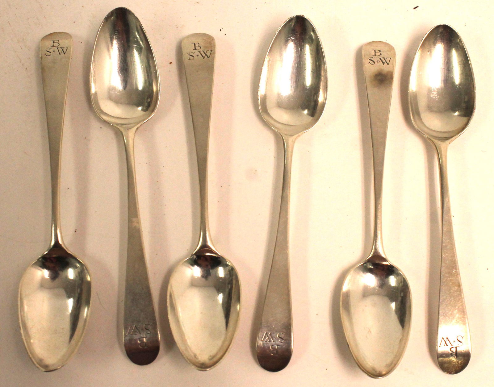 Lot of 6 Hester Bateman silver spoons (1 of 4)