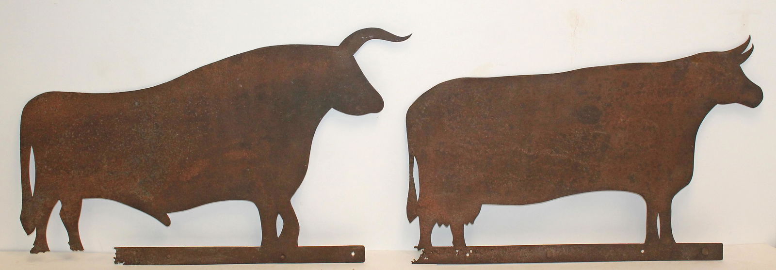 Lot of 2 of sheet iron cutouts of a bull & cow - 34" & 31" long (1 of 11)