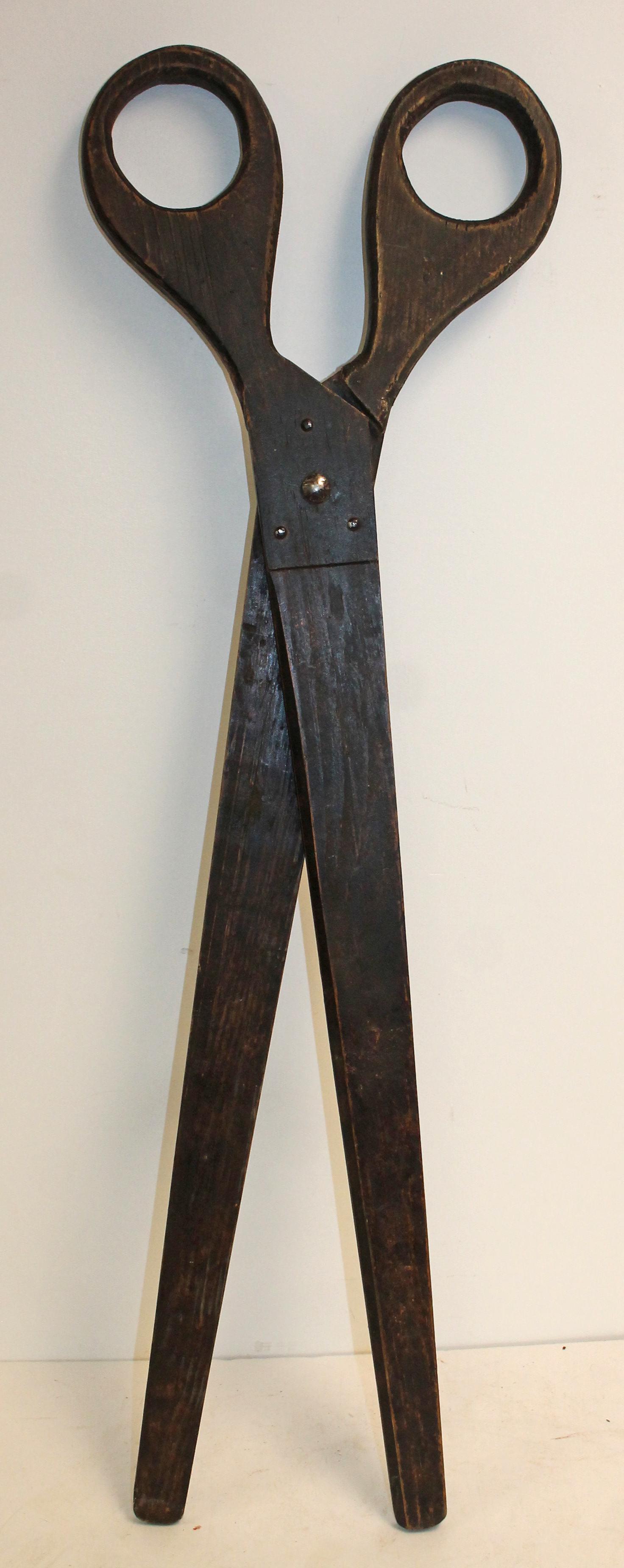 Folky carved wooden & painted scissors trade sign - 40" (1 of 7)
