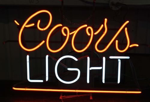 "Coors Light" neon bar advertising sign - 19" x 2: "Coors Light" neon bar advertising sign - 19" x 28"