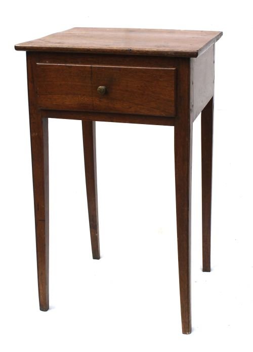 period Hepplewhite ca 1790 VA walnut 1 dr stand w : period Hepplewhite ca 1790 VA walnut 1 dr stand w beaded tapered legs in old surface - 27 1/2" tall x 17" wide x 16 1/2" deep