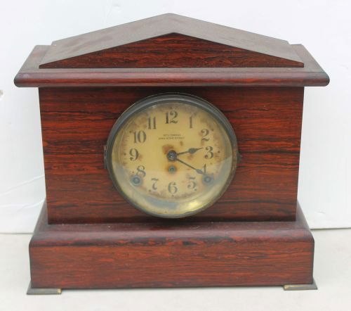 Antique Seth Thomas "Ding Dong Strike" rosewood ca: Antique Seth Thomas "Ding Dong Strike" rosewood cased mantle clock