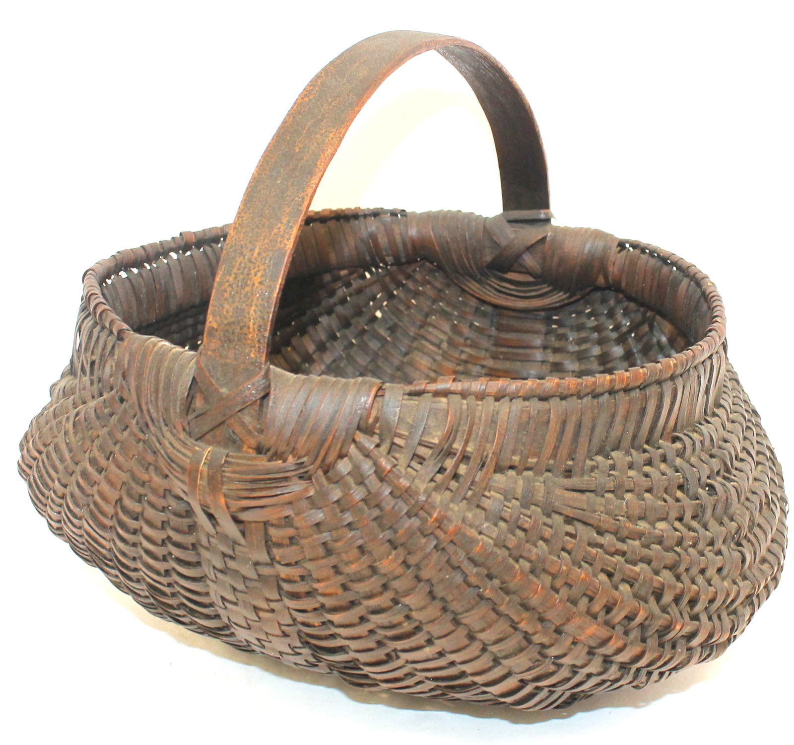 Antique buttocks basket in nice patina & tight weave - 9" tall x 13" wide (1 of 4)