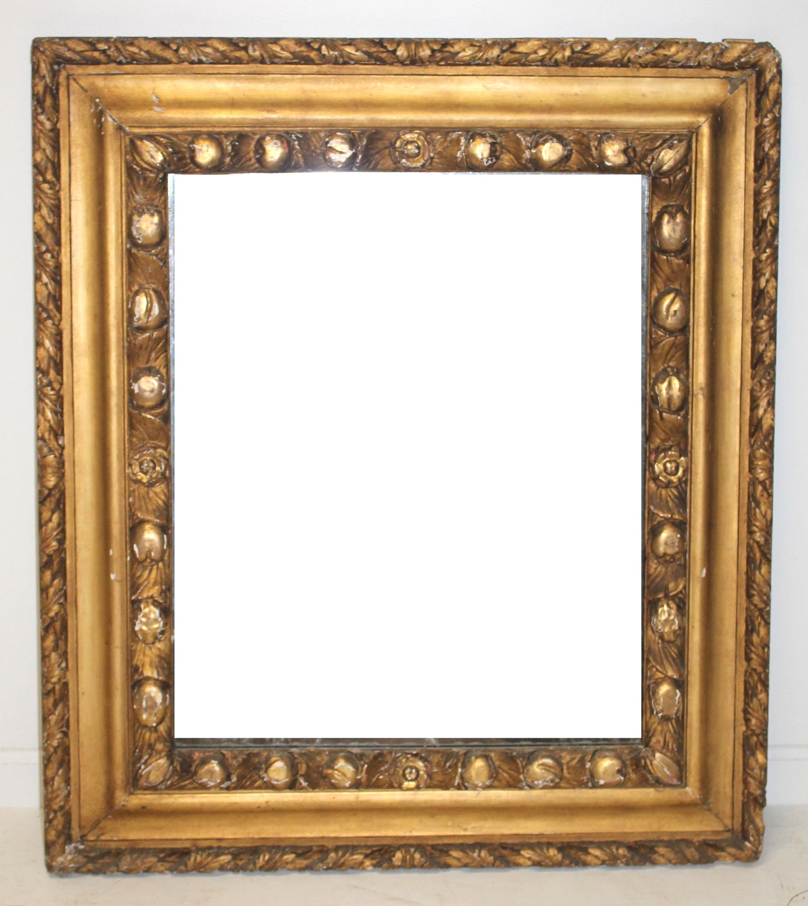 Late 18th/early 19thC carved gold mirror frame - 37"x32" (1 of 7)