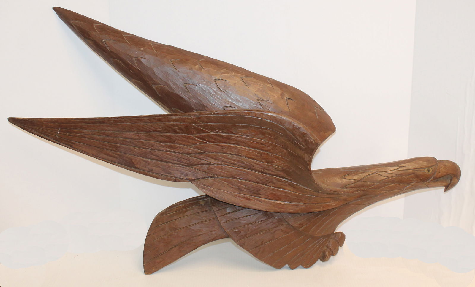 Carved wooden eagle signed on back S. Klippenstein & dated 1967 - 34" wide x 17" tall (1 of 7)
