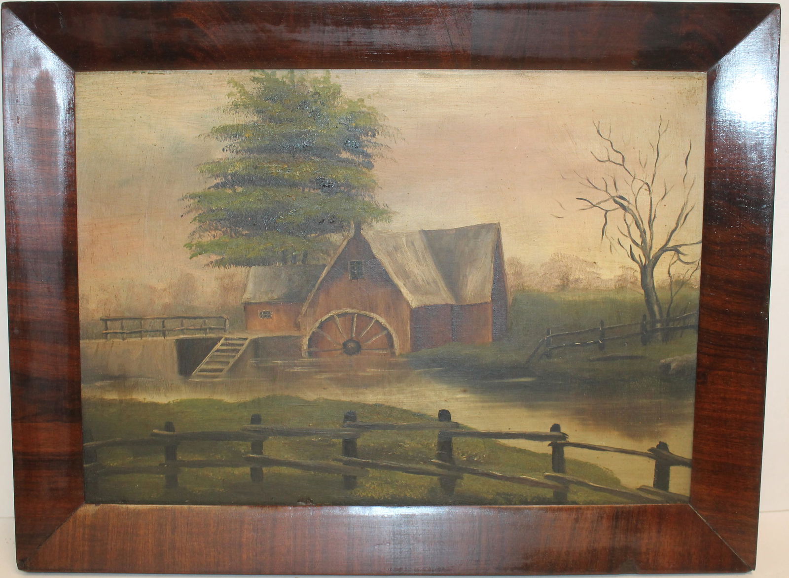 late 19th/early 20thC o/c mill riverscape - overall framed size 12 1/2"x16 1/2" (1 of 7)