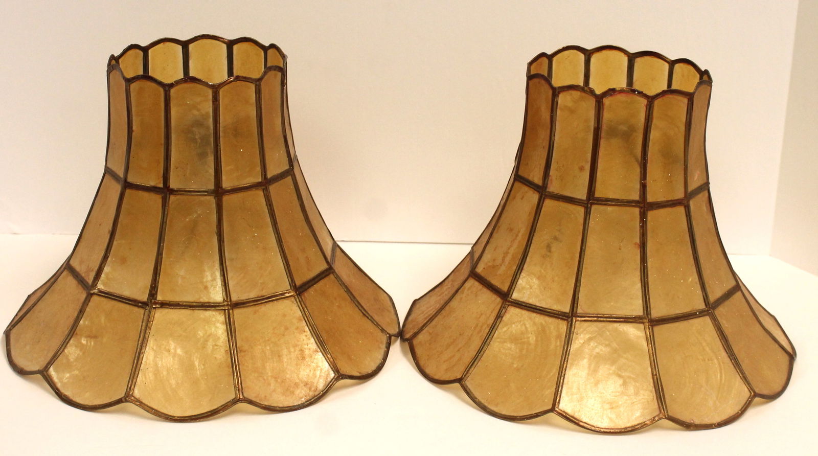 Pr of vintage micah lamp shades - 8" tall x 10" diam (1 of 4)