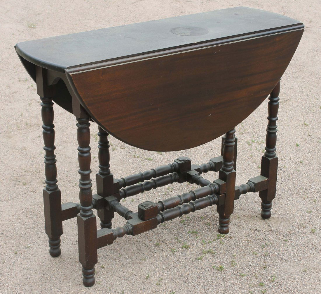 345B Custom mahogany 1930's gate leg drop leaf table