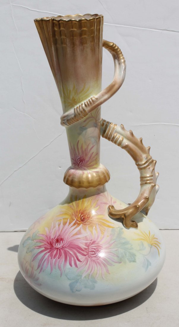 George Jones hnd painted "Crescent" "Stoke & Sons": George Jones hnd painted "Crescent" "Stoke & Sons" 13" ewer