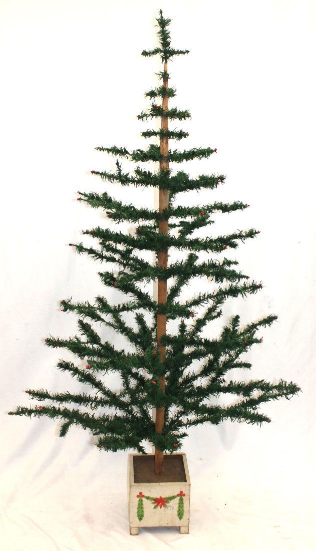 Large early 20thC 6' tall feather tree (1 of 4)