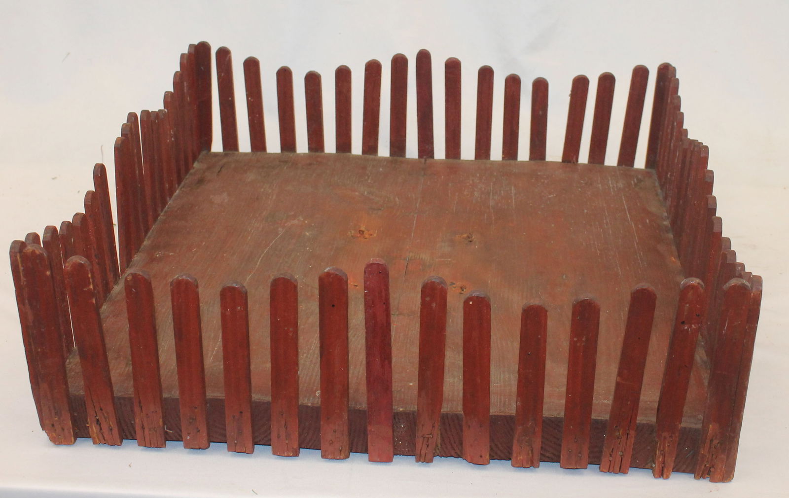 Wooden painted red Christmas tree fence - 19 1/2"x21 1/2" (1 of 3)