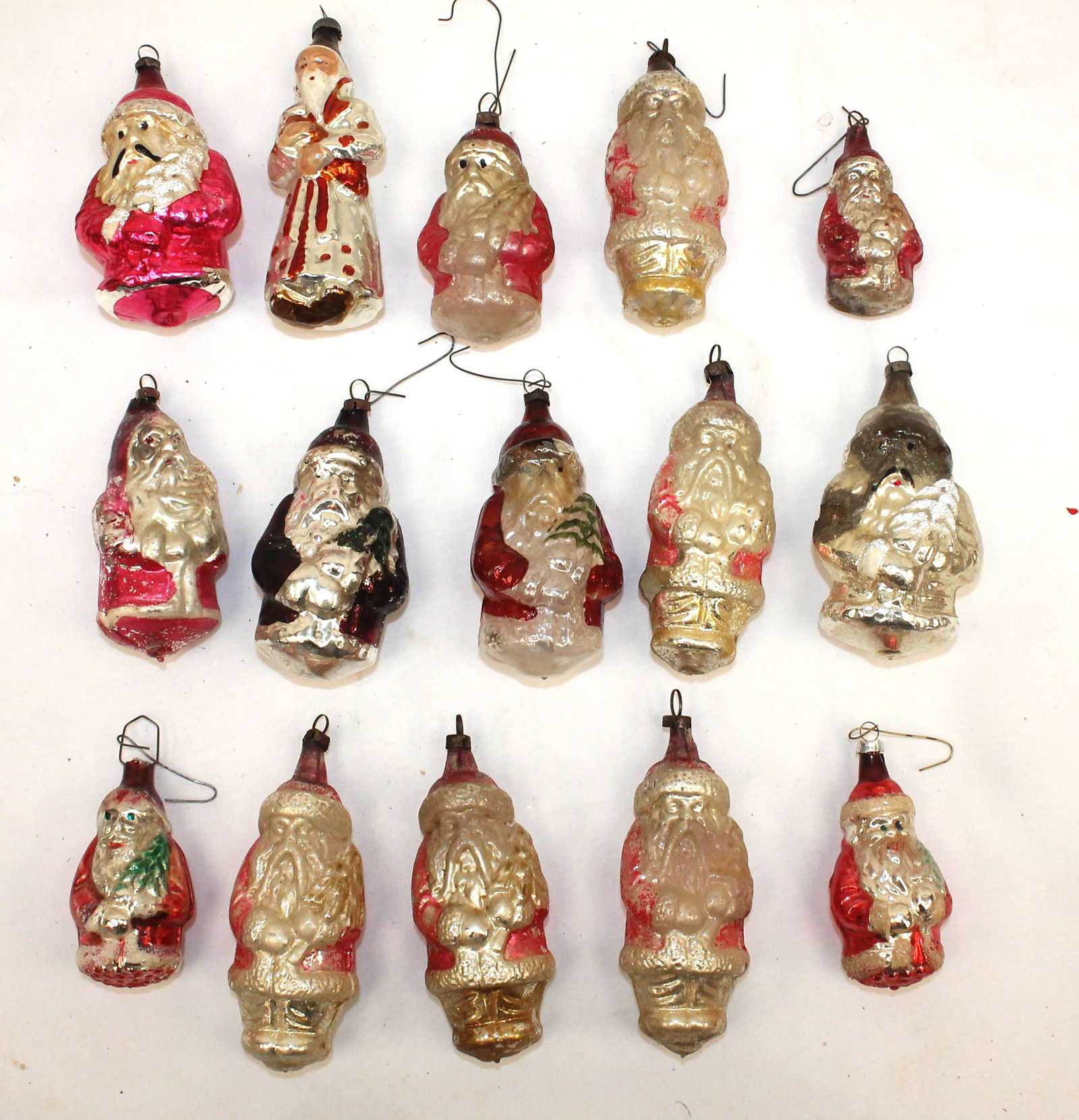Lot of 15 antique glass Santa ornaments (1 of 7)
