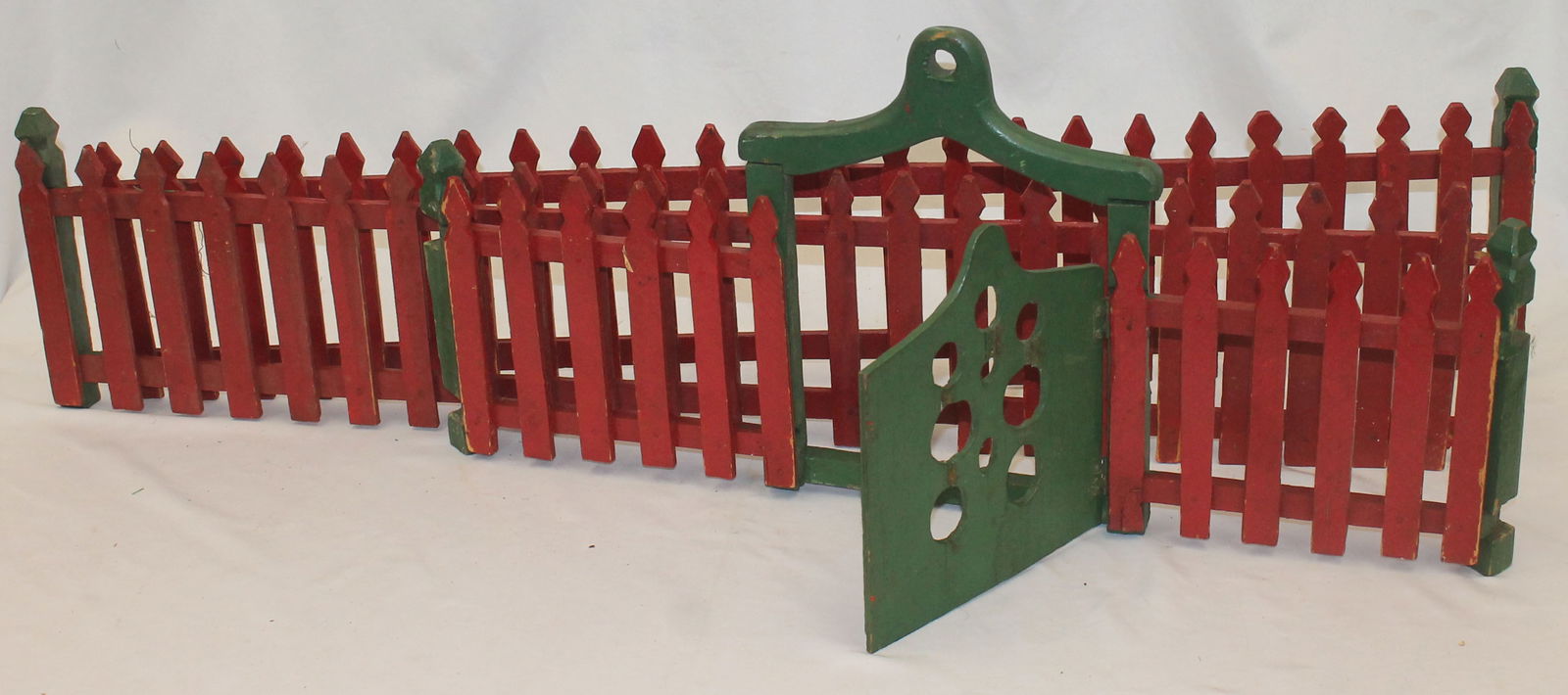 Wooden painted Christmas tree fence - 3 sections incl 1 w gate - 37 1/2" long (2) & gate section is (1 of 6)