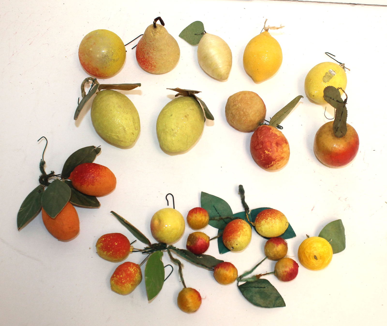 Lot of 19 antique spun cotton & other mixed fruit ornaments (1 of 8)
