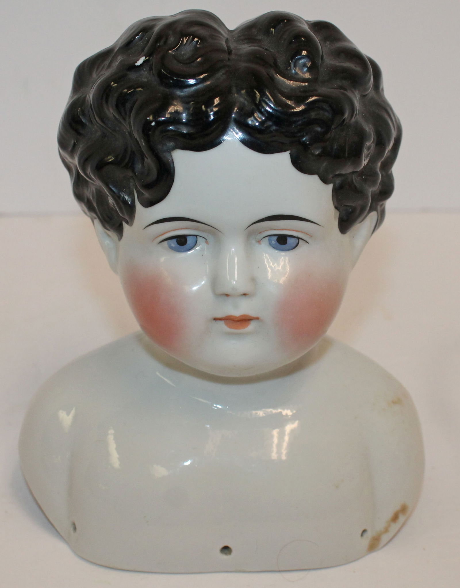 Antique china head doll - head only - 7" tall (1 of 6)