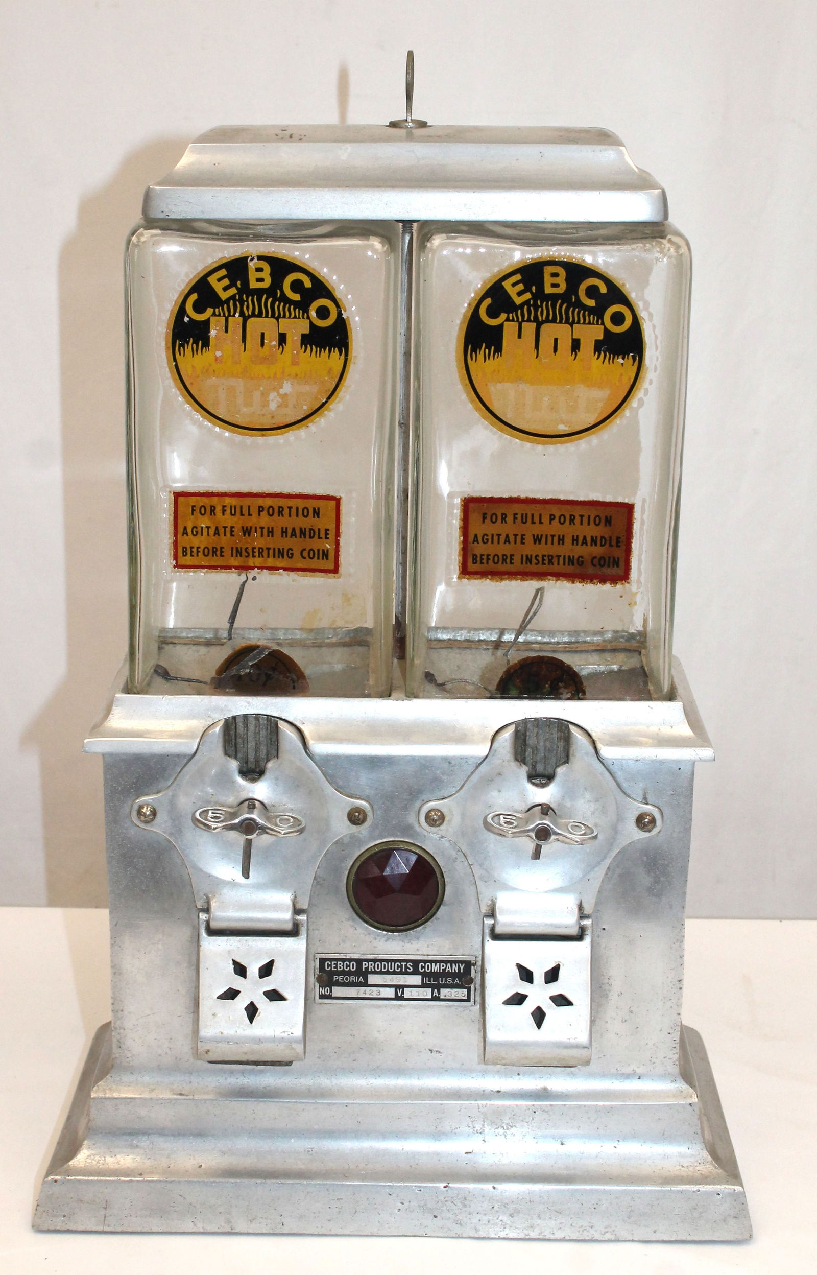 Vintage country store Cebco "Hot Nuts" vending machine - 19" tall x 11 1/2" wide x 6" deep (1 of 6)