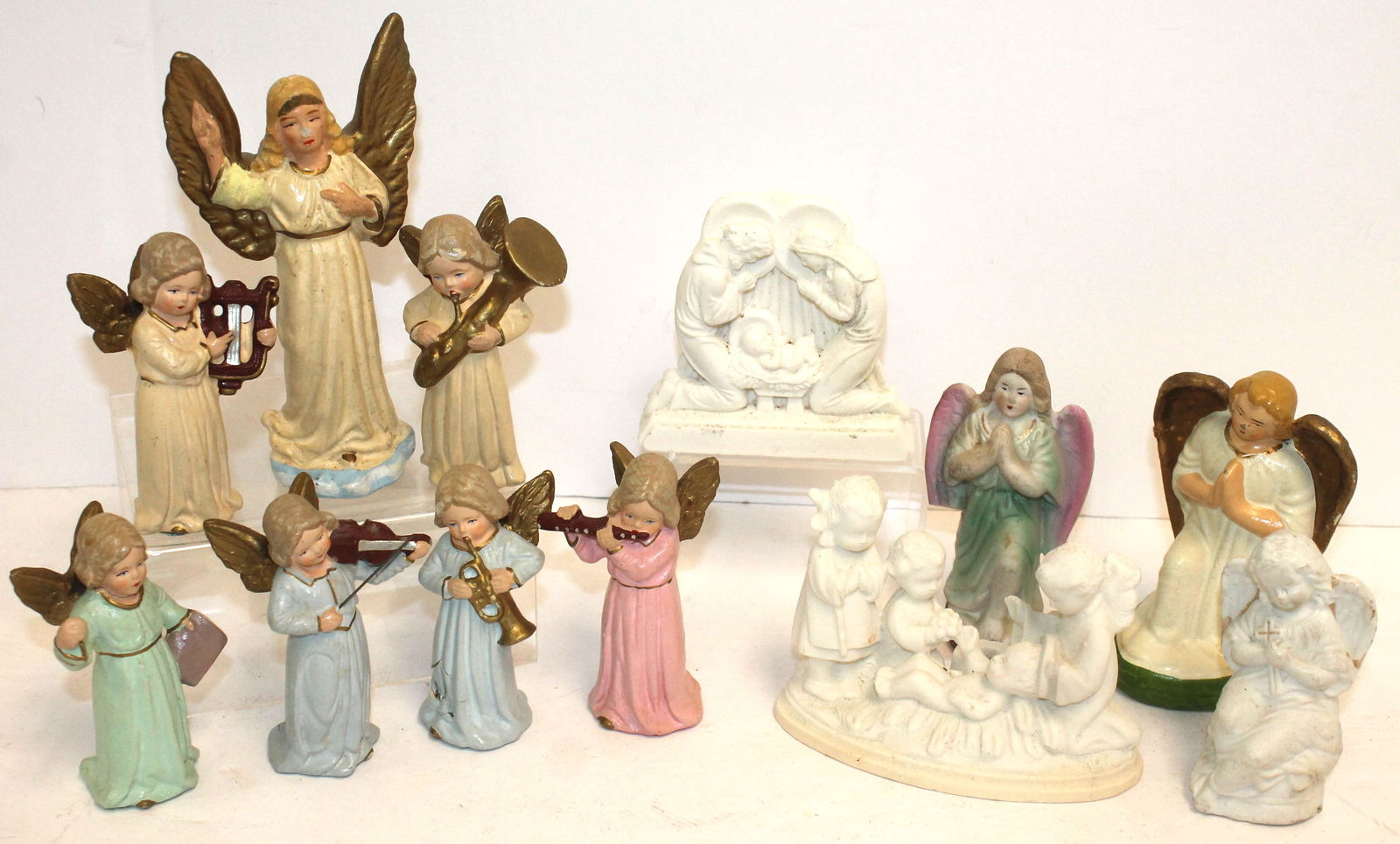 Large lot of vintage Angel figurines incl porcelain, composition, etc - approx 12 (1 of 4)