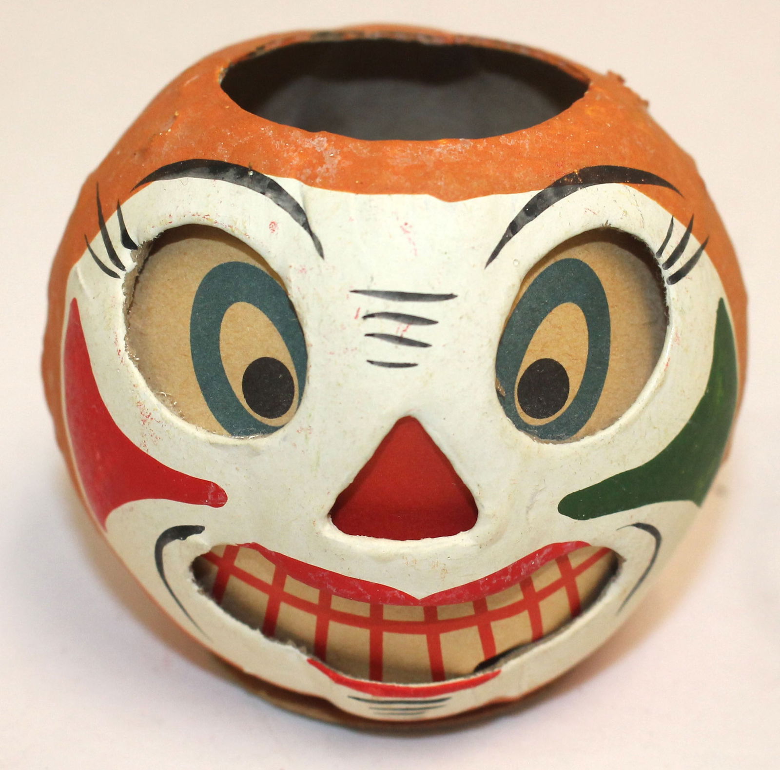 Vintage German composition small jack-o-lantern candy container - 2 3/4" tall (1 of 7)