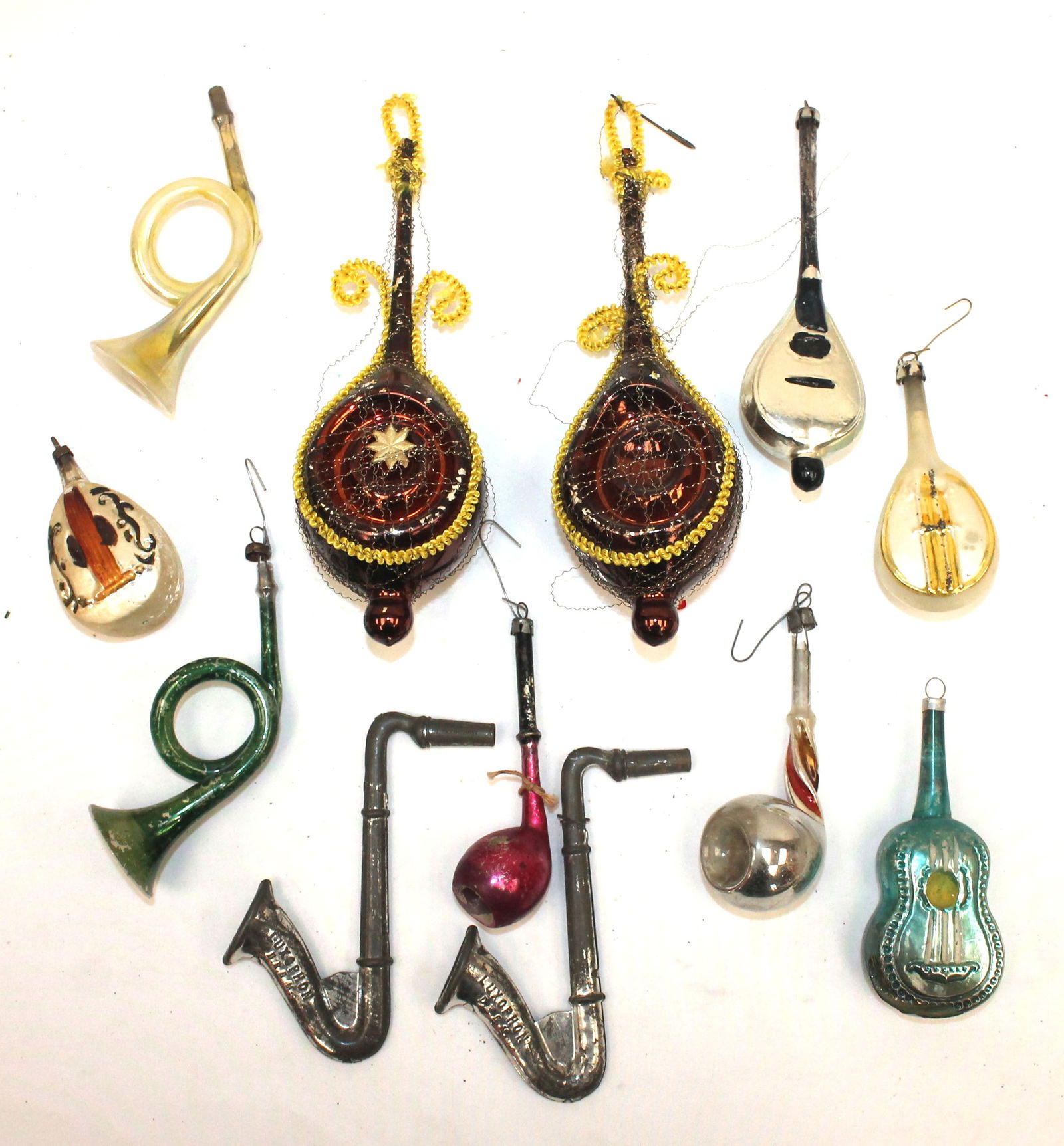 Lot of 11 vintage musical instrument form ornaments - 9 glass & 2 metal (1 of 9)