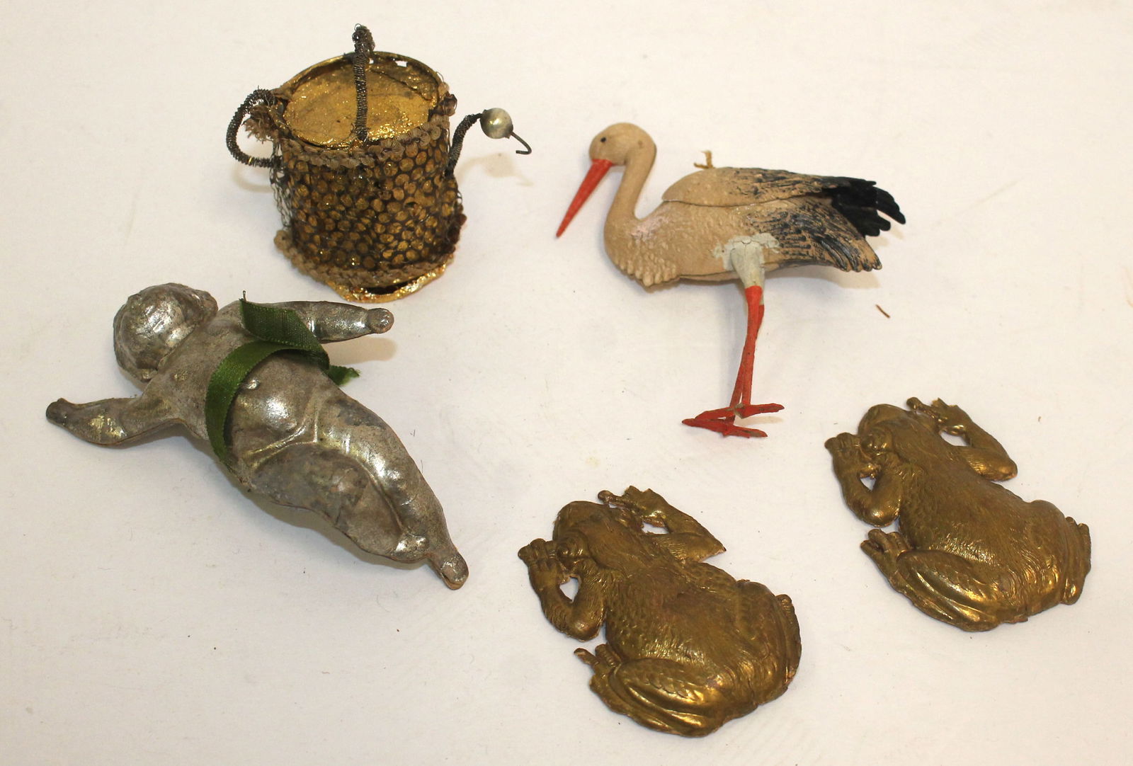 Lot of 4 Dresden ornaments plus a Sebnitz ornament (1 of 5)