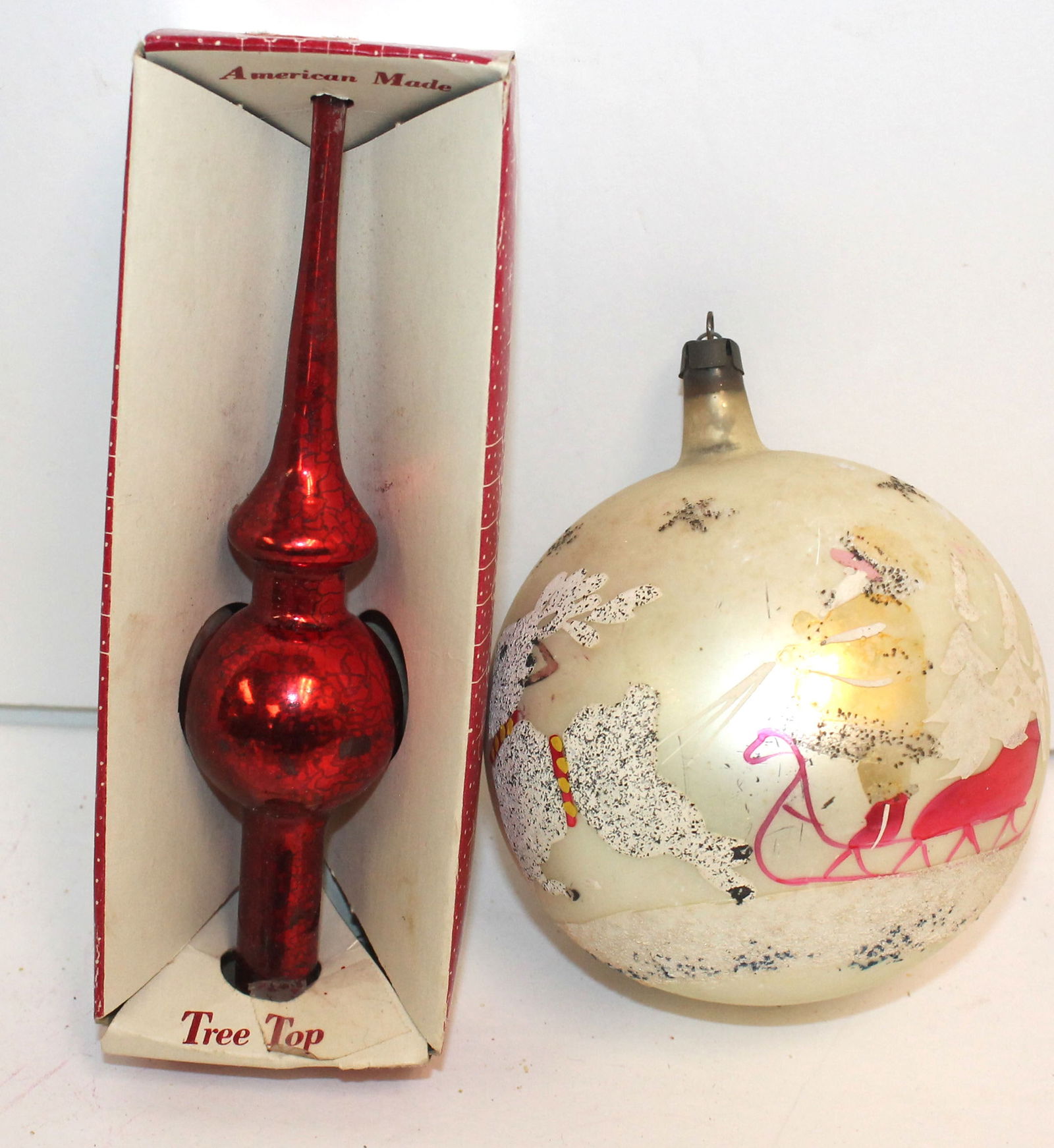 Christmas lot incl vintage large glass ornament plus a tree topper (1 of 4)