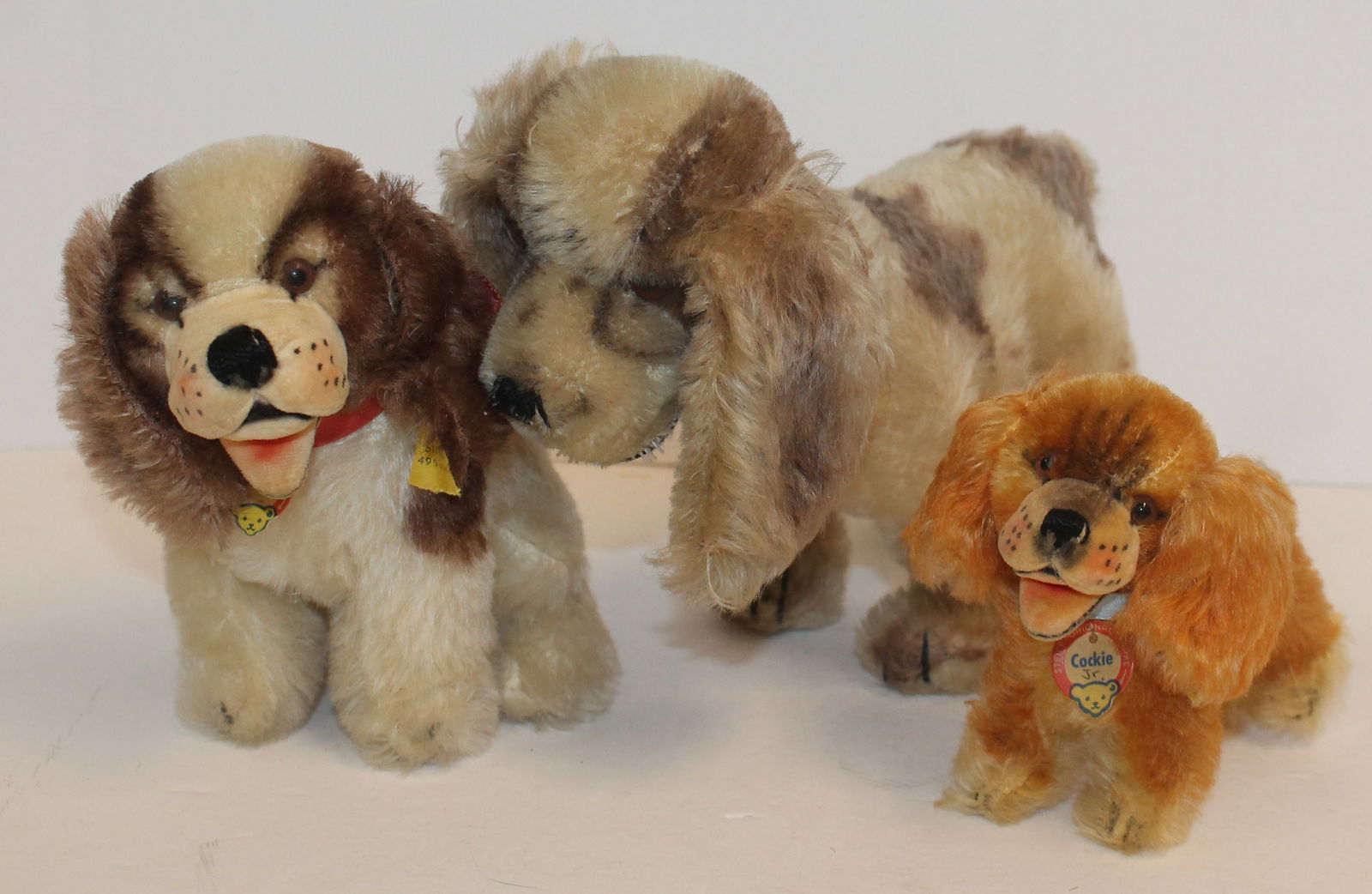 Lot of 3 Steiff dogs incl 2 "Cocky" w orig tags & button - 3rd has a button & no tag (1 of 6)