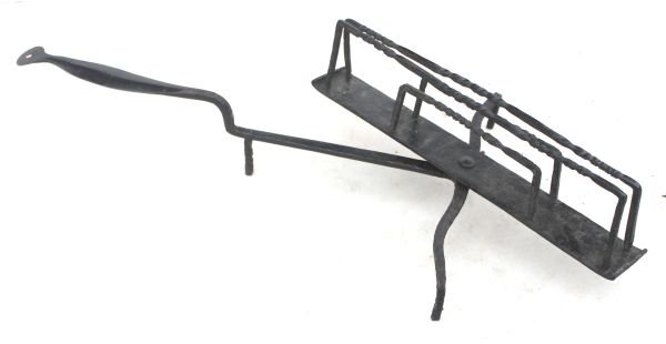 ca 1770 fireplace roasting toaster w twisted iron d: ca 1770 fireplace roasting toaster w twisted iron decoration - 20" long x 15" wide