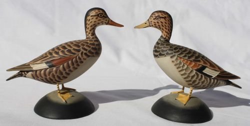 pr of sgnd (stamp signature) James Lapham - Dennisp: pr of sgnd (stamp signature) James Lapham - Dennisport, MA "Gadwall Drake" & "Gadwall Hen" - approx 4" tall