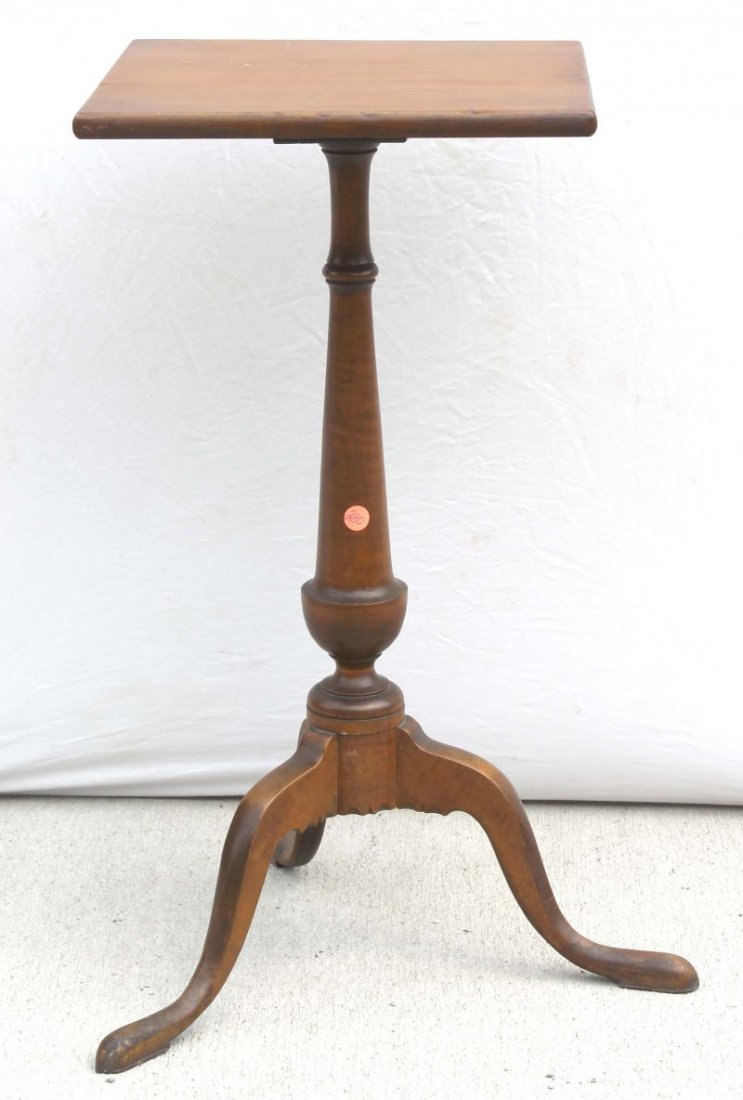 wonderful period QA ca 1770 North Shore MA maple &: wonderful period QA ca 1770 North Shore MA maple & tiger maple snake ft candlestand in truly great proportions