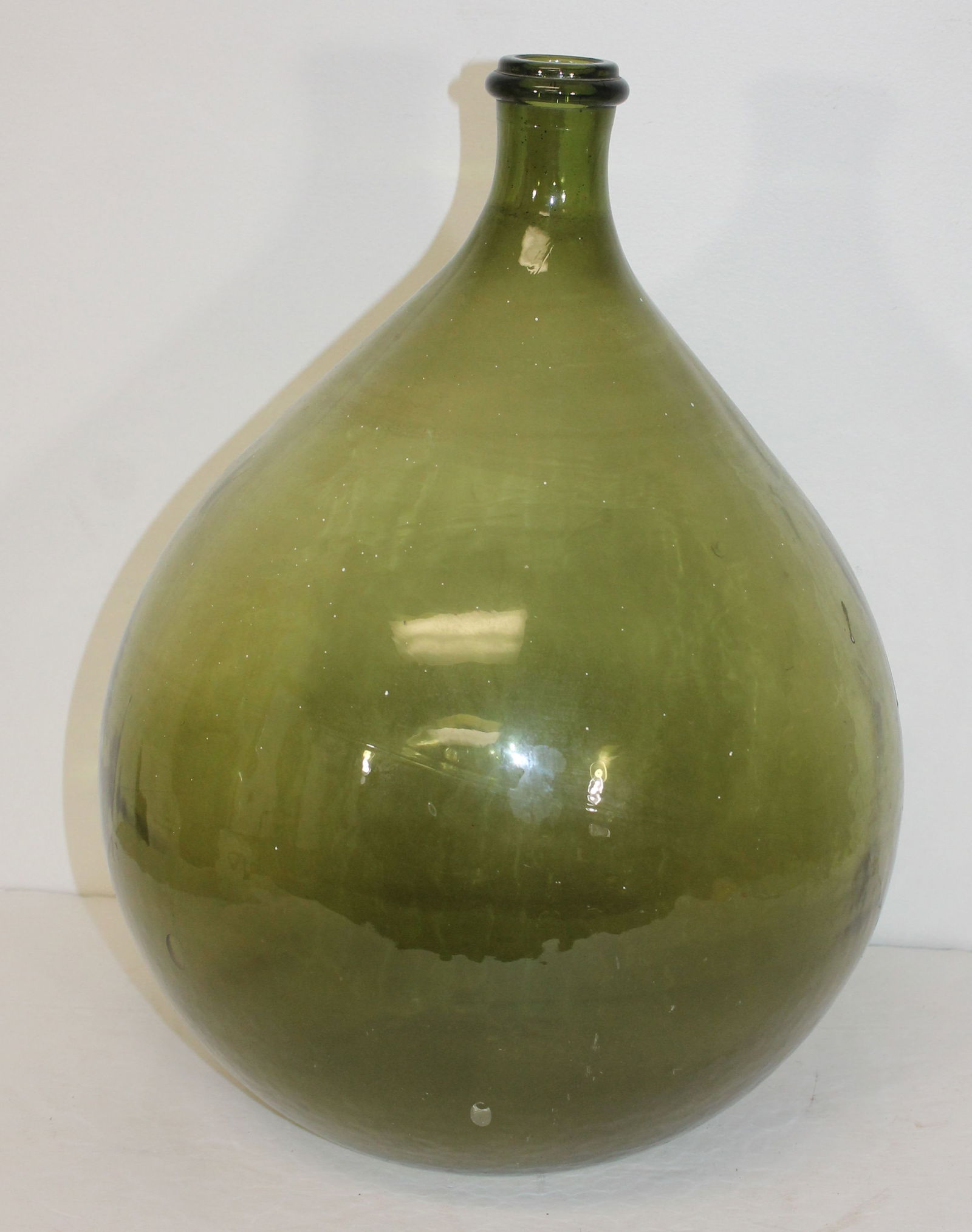 Large green glass demijohn bottle - approx 19" tall (1 of 7)