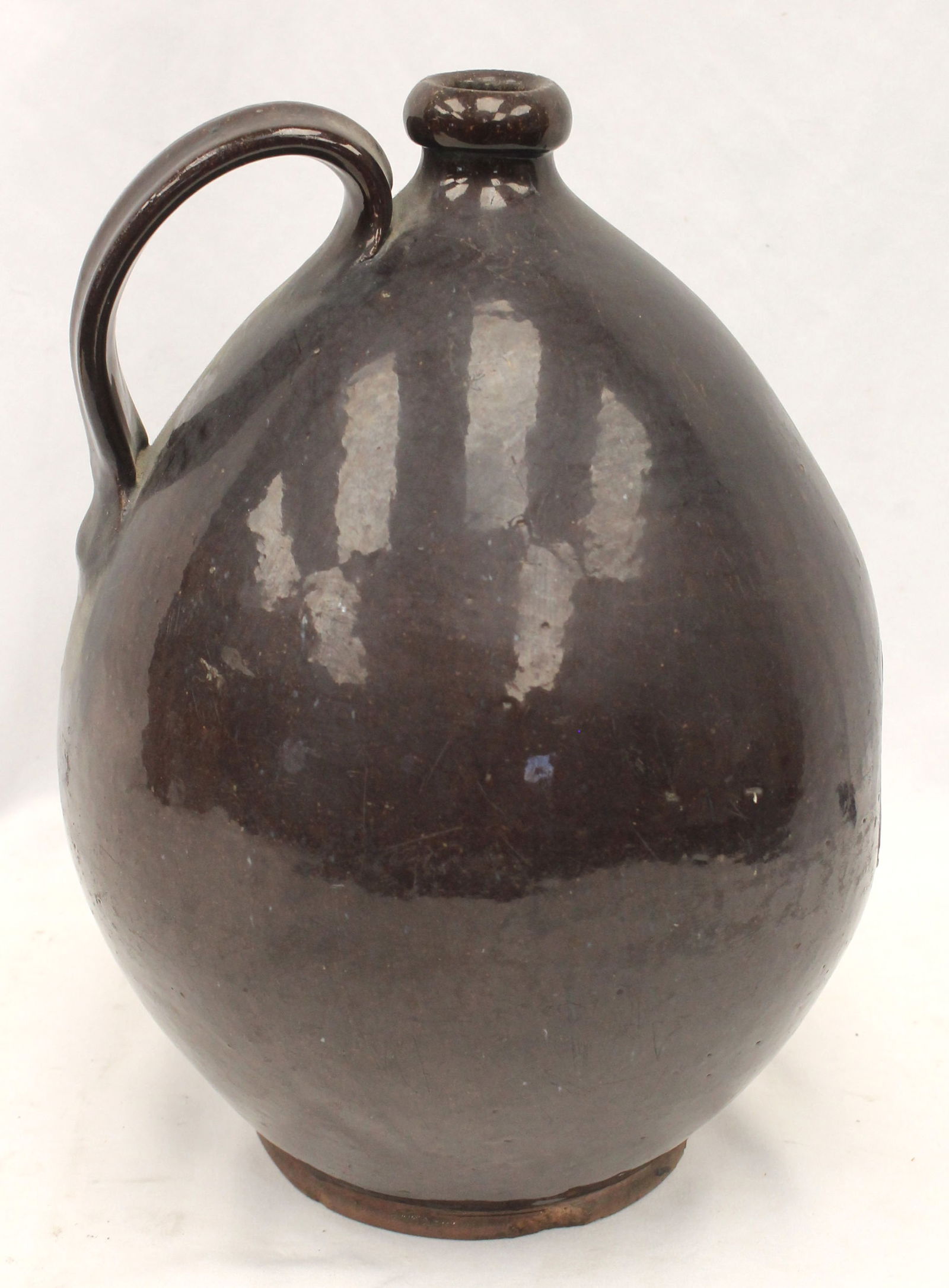 Antique redware ovoid jug - 13" tall (1 of 7)