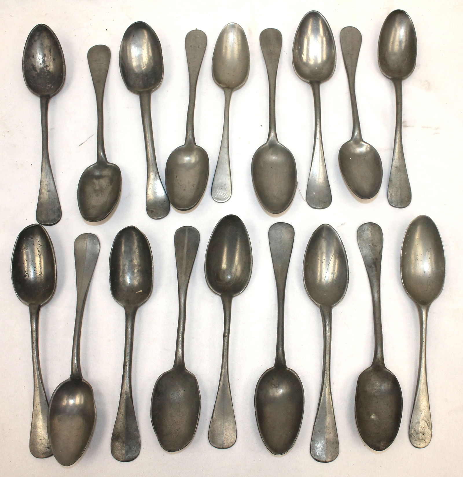 Large lot of pewter spoons - approx 8" long (1 of 11)