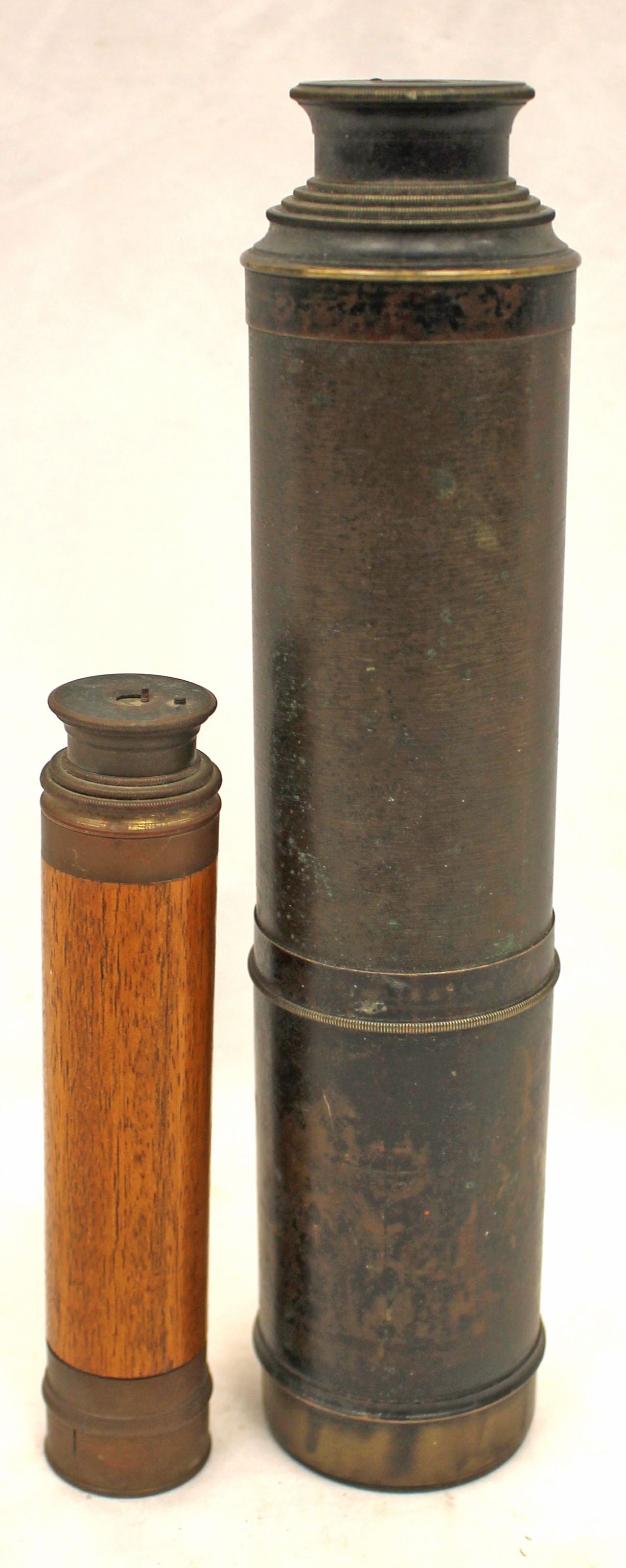 Lot of 2 antique spy glasses - 10" & 6" (1 of 3)