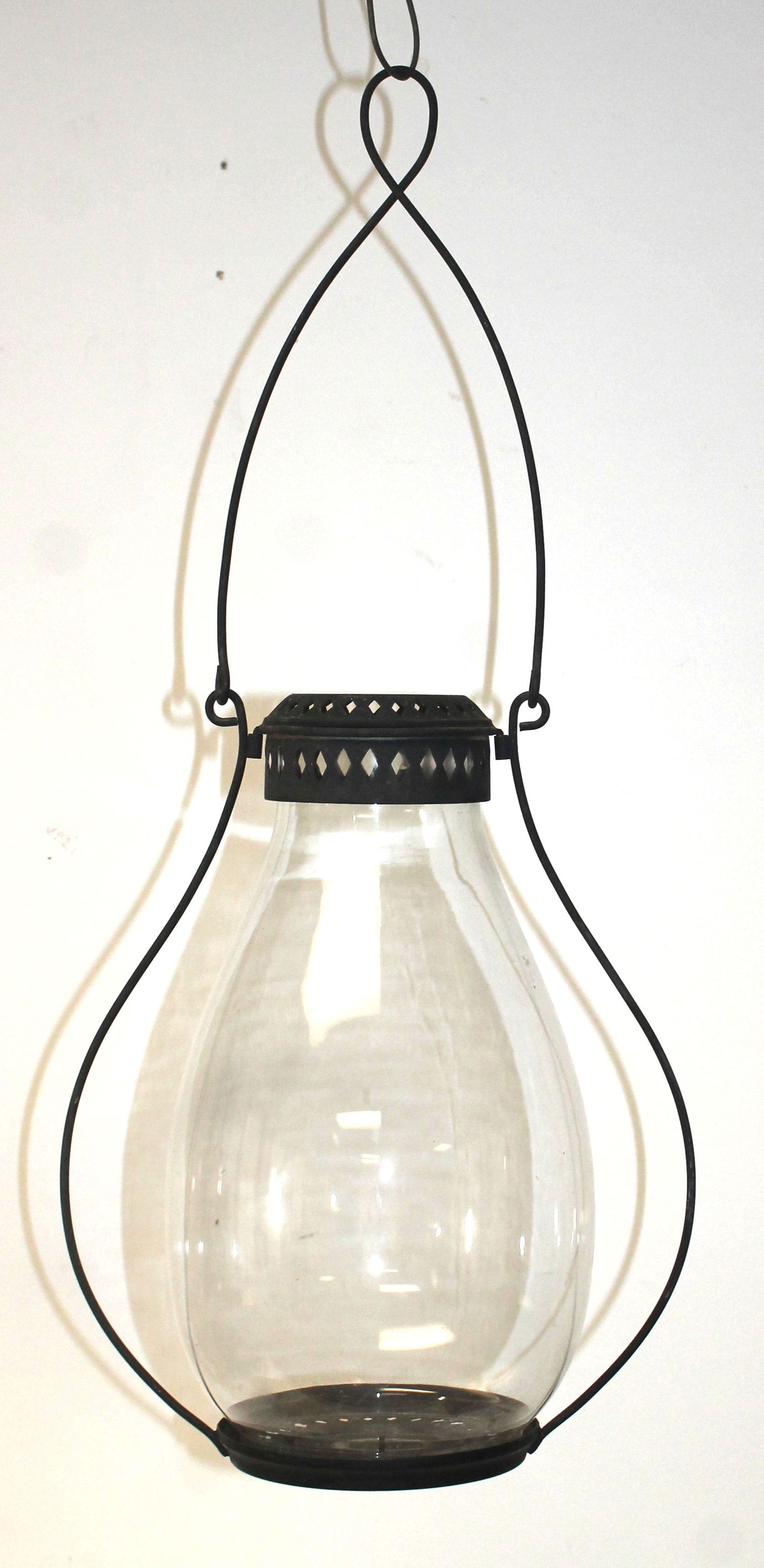 Antique glass & metal hanging candle lantern - 16" tall (without handle) (1 of 5)