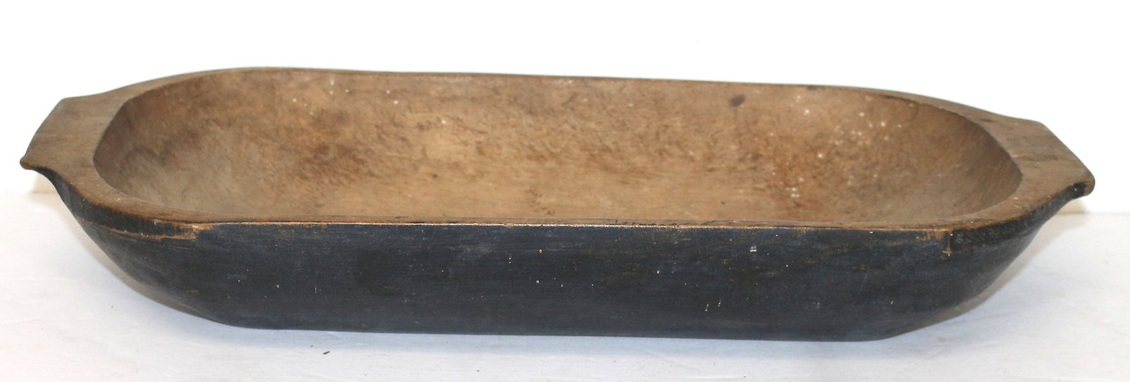 Antique wooden trencher in gray/blue paint - 19 3/4" long x 9 3/4" wide x 3" tall (1 of 4)