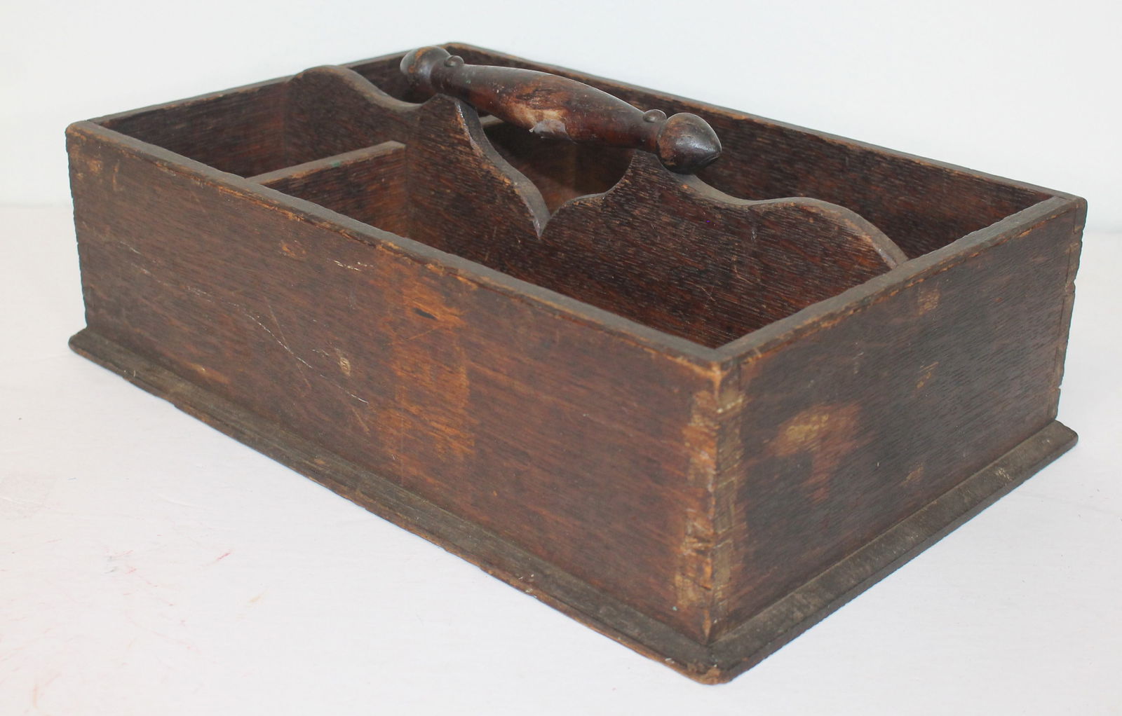 Late 19thC dark oak utility tray - 4" tall x 13" wide x 8 3/4" deep (1 of 5)