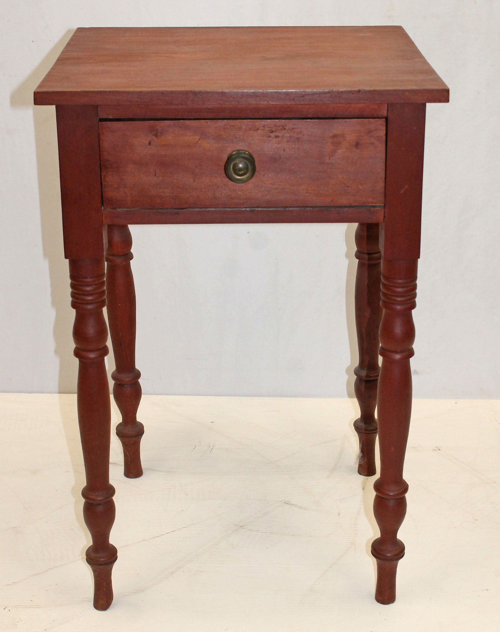 19thC Country Sheraton 1 drawer stand in red paint - 29" tall x 17 3/4" wide x 19" deep (1 of 6)