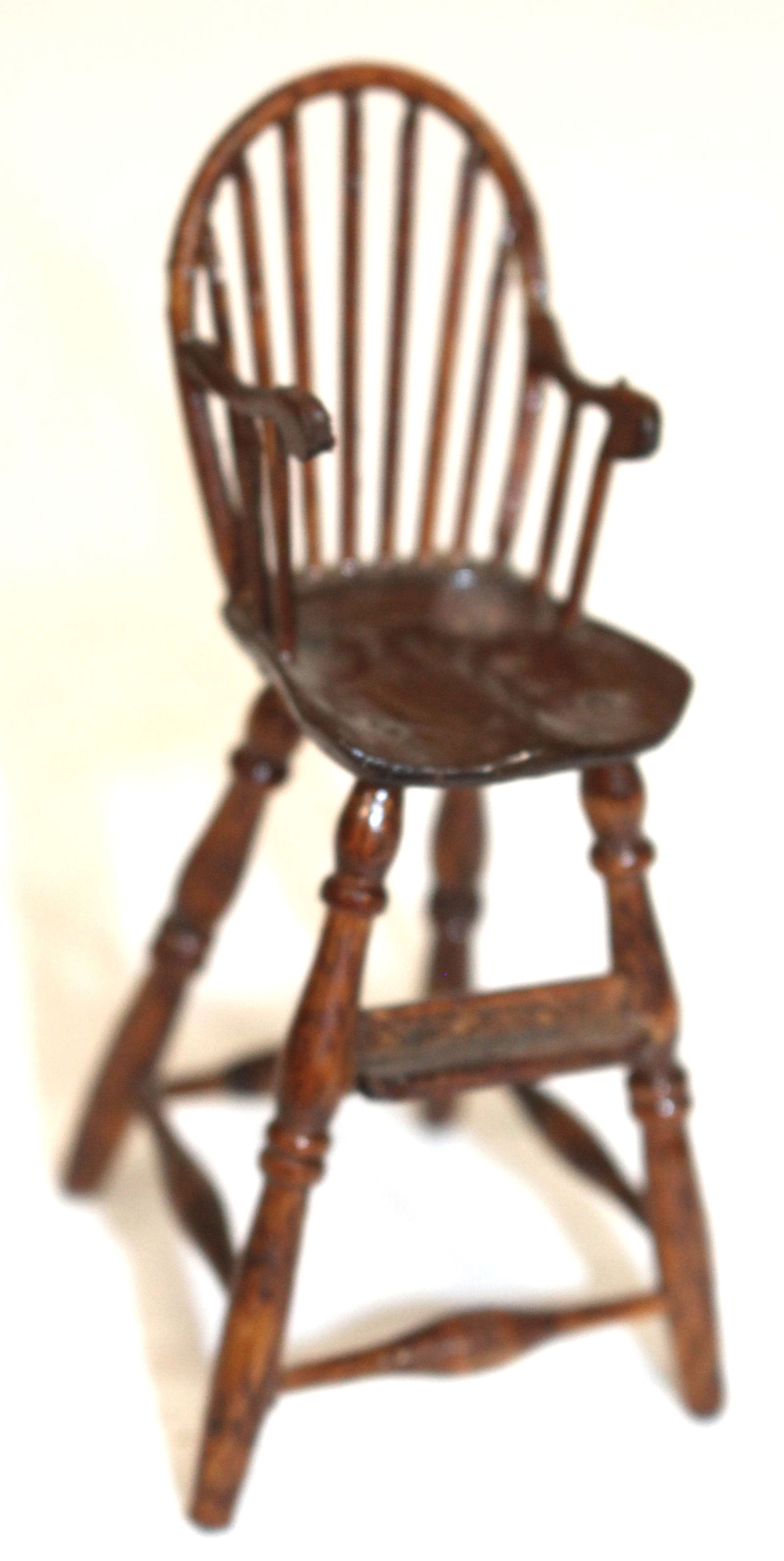 Miniature bench made Windsor bow back youth chair in Spanish Brown paint - wonderfully detailed & (1 of 6)