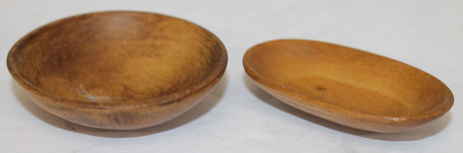 Lot of 2 miniature bench made & artisan signed wooden Shaker items incl 1 3/4" bowl & 1 7/8" (1 of 5)