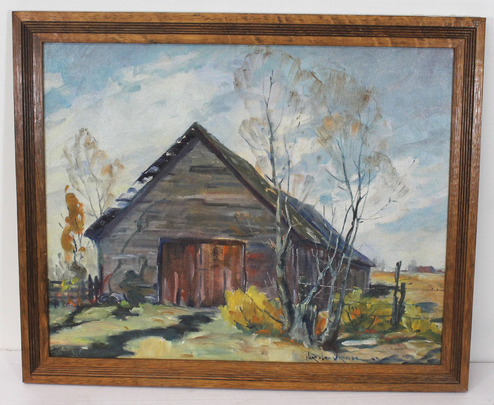 Harold B. Vroom o/c of a barn in landscape - overall framed size 18"x22 1/4" (1 of 7)