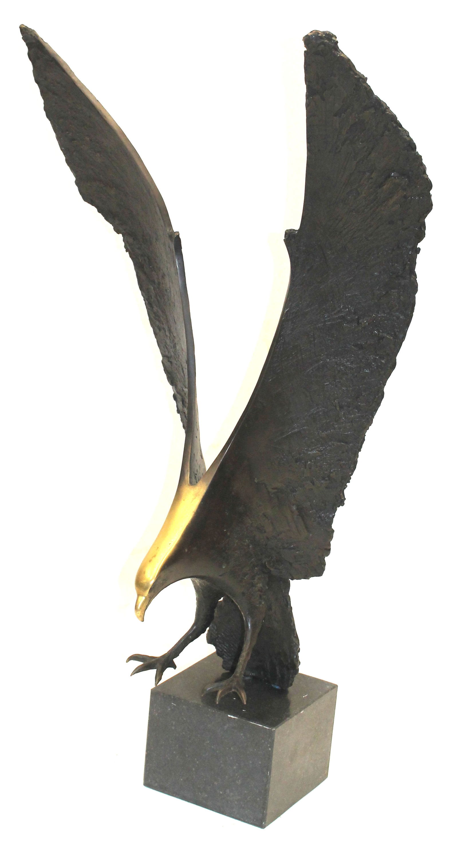 Evert den Hartog bronze eagle sculpture on stone base - 41 3/4" tall incl base (1 of 18)