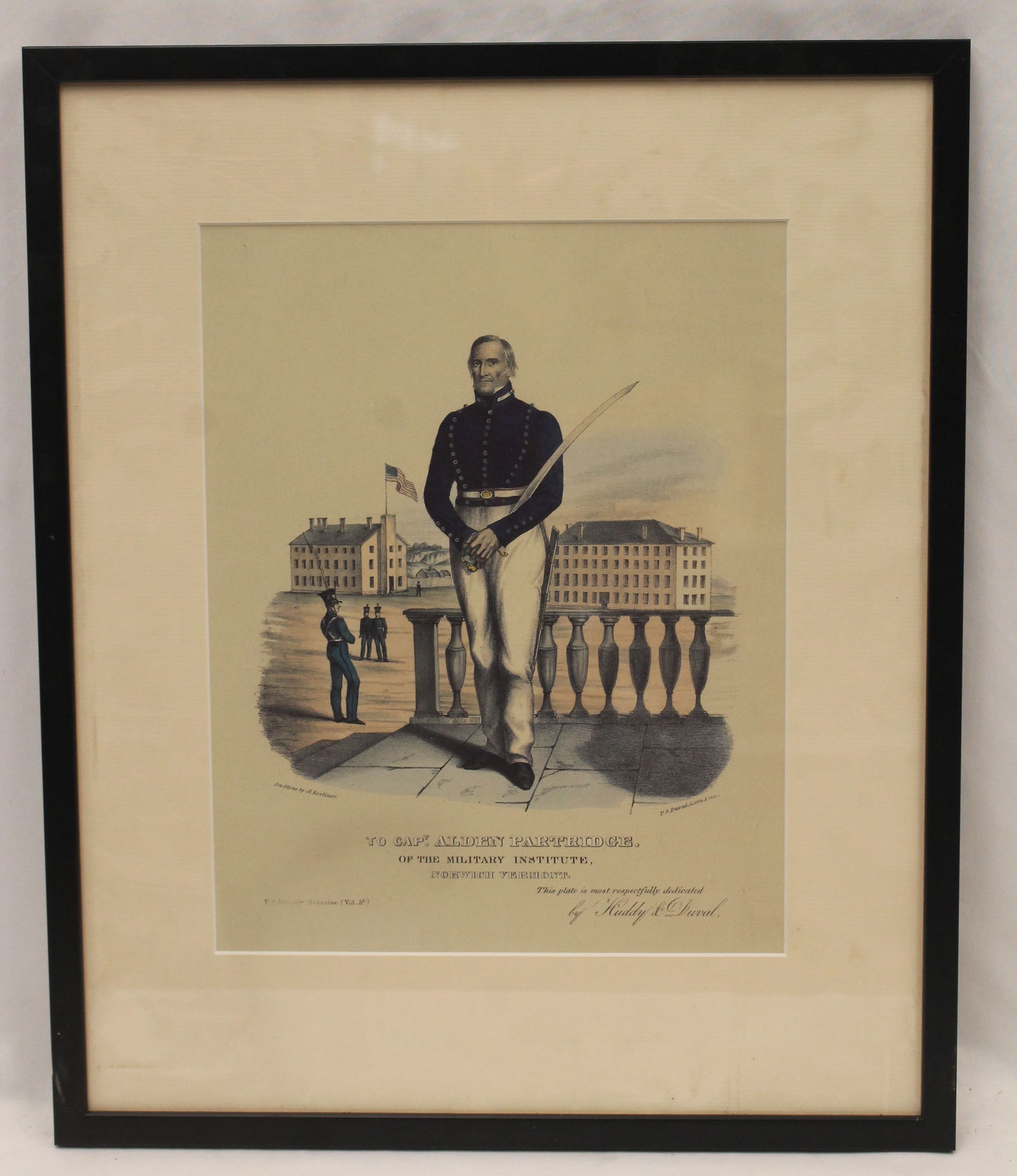 Antique hand colored litho Captain Alden Partridge of the Military Institute Norwich, VT by A (1 of 8)