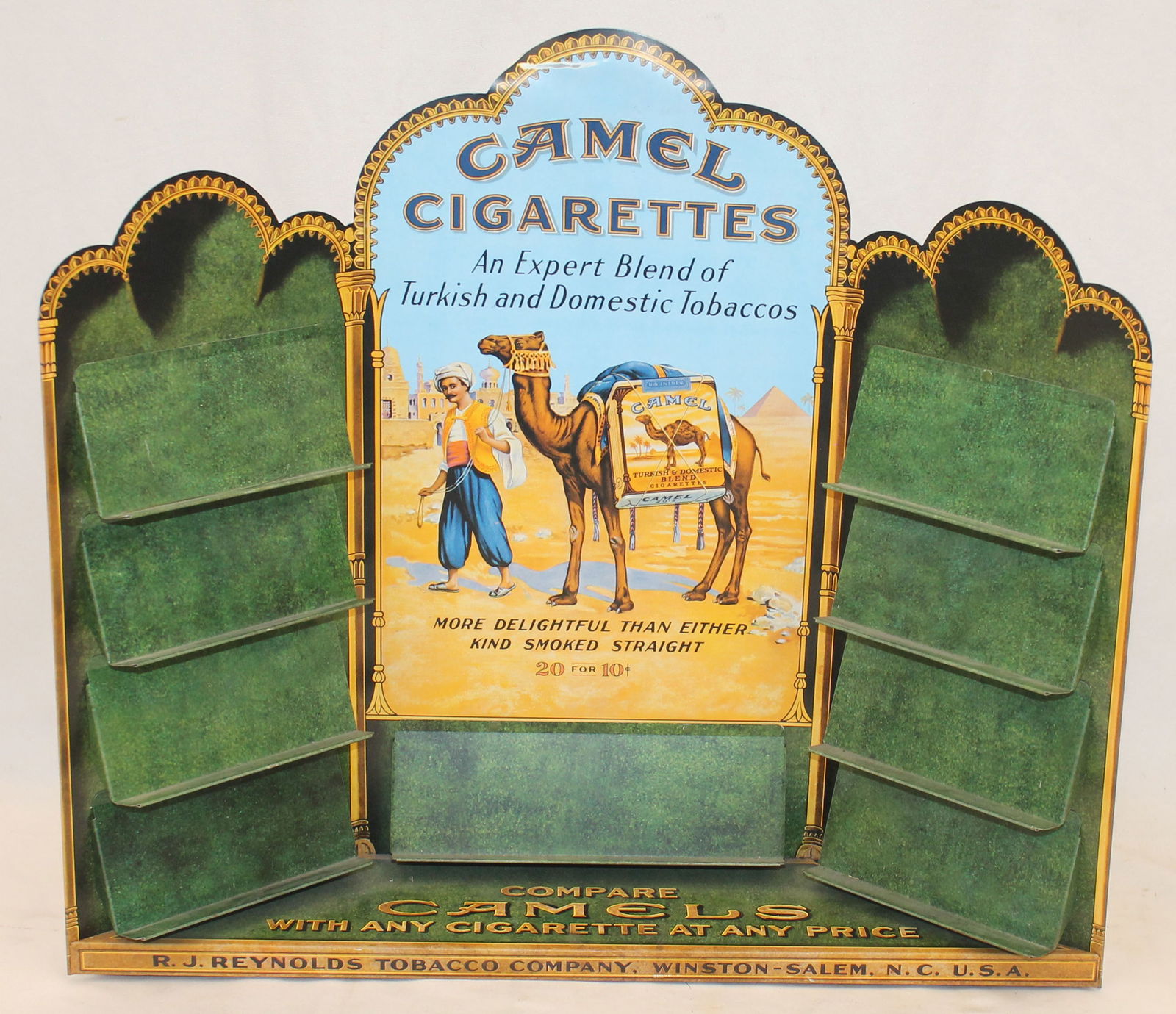 Vintage tin lithoed "Camel Cigarettes" counter top display - 18 1/2" tall x 19 3/4" wide x 4" deep (1 of 5)