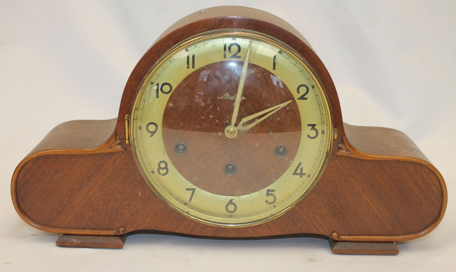 Art Deco German tambour clock by Mauthe - 15 1/4" wide x 8 1/2" tall x 5" deep (1 of 4)
